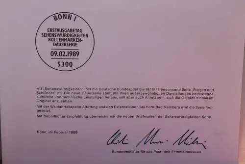 Ministerkarte zum Ausgabeanlaß: "Sehenswürdigkeiten"; 9.2.1989; MiNr. 1406-07; Berlin: 834-35