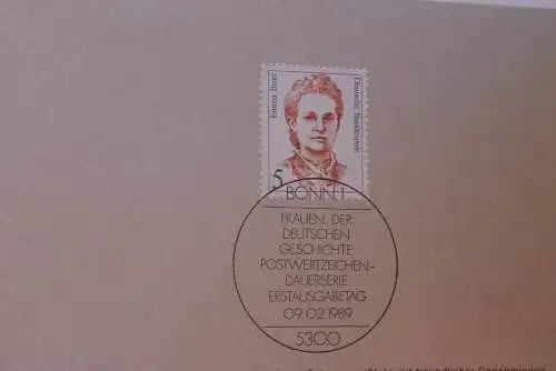 Ministerkarte zum Ausgabeanlaß: "Frauen der Deutschen Geschichte: Emma Ihrer", 9.2.1989; MiNr.1405; Berlin: 833