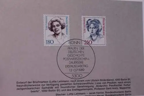 Ministerkarte zum Ausgabeanlaß:"Frauen der Deutschen Geschichte:L.Lehmann;Luise von Preußen",13.7.1989;MiNr.1427-28;844-