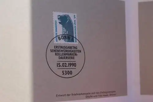 Ministerkarte zum Ausgabeanlaß "Sehenswürdigkeiten: Braunschweiger Löwe", 15. Febr. 1990; MiNr. 1448; Berlin: 863