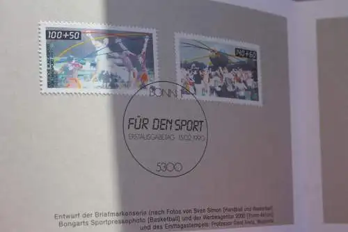 Ministerkarte zum Ausgabeanlaß "Für den Sport - Sporthilfe 1990", 15. Febr. 1990; MiNr. 1449-50; Berlin:864-65