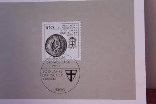 Ministerkarte zum Ausgabeanlaß "800 Jahre Deutscher Orden", 15. Febr. 1990; MiNr. 1451