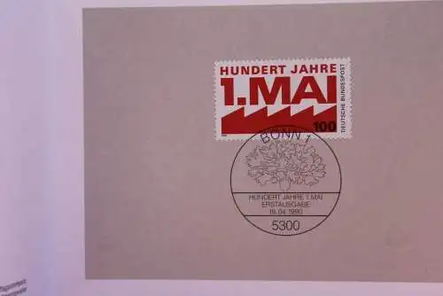 Ministerkarte zum Ausgabeanlaß "100 Jahre 1. Mai", 19. April 1990; MiNr. 1459