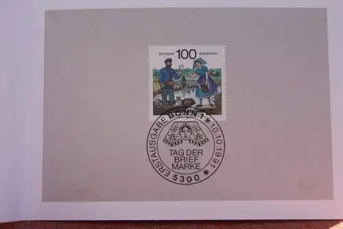 Ministerkarte zum Ausgabeanlaß: "Tag der Briefmarke 1991", 10. Okt. 1991; MiNr. 1570