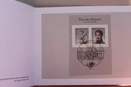 Ministerkarte zum Ausgabeanlaß: Blockausgabe "Theodor Körner", 12. Sept. 1991;  MiNr. Block 25