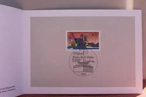 Ministerkarte zum Ausgabeanlaß: "Rhein-Ruhr-Hafen Duisburg", 12. Sept. 1991;  MiNr. 1558