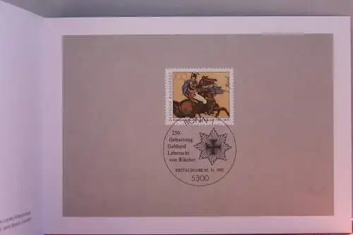 Ministerkarte zum Ausgabeanlaß: "Gebhard Leberecht von Blücher", 5. Nov. 1992;  MiNr. 1641