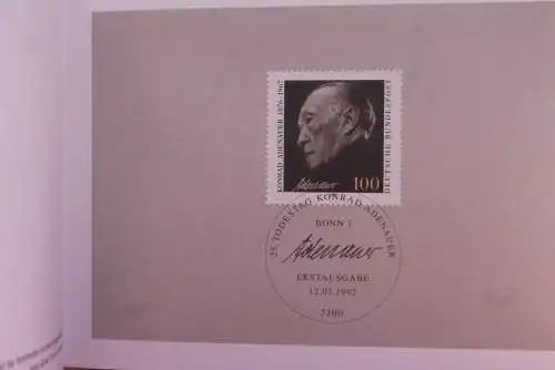 Ministerkarte zum Ausgabeanlaß: "Konrad Adenauer", 12. März 1992; MiNr. 1601