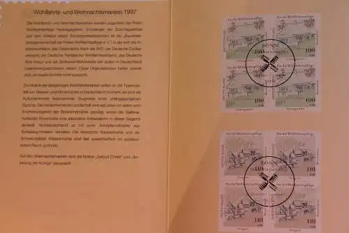 Ministerkarte zum Ausgabeanlaß: "Wohlfahrtsmarken 1997", 9. Okt. 1997; MiNr. 1948-52