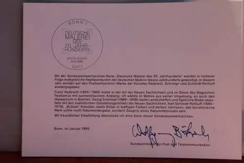 Ministerkarte zum Ausgabeanlaß: "Deutsche Malerei", 12. Jan. 1995; MiNr. 1774-76