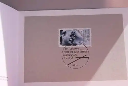 Ministerkarte zum Ausgabeanlaß: "Dietrich Bonhoeffer", 6. April 1995; MiNr. 1788