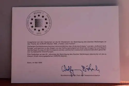 Ministerkarte zum Ausgabeanlaß: "EUROPA-Marken 1995" , 5. Mai 1995; MiNr. 1790-91