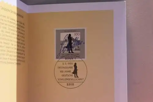 Ministerkarte zum Ausgabeanlaß: "100 Jahre Schiller-Gesellschaft" , 5. Mai 1995; MiNr. 1792