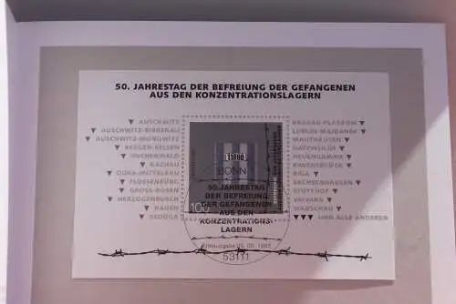 Ministerkarte zum Ausgabeanlaß: Blockausgabe: "Befreiung aus den KZ" , 5. Mai 1995; MiNr. Block 32