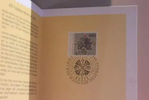 Ministerkarte zum Ausgabeanlaß:  "800. Todestag von Heinrich dem Löwen", 6. Juli 1995; MiNr. 1805