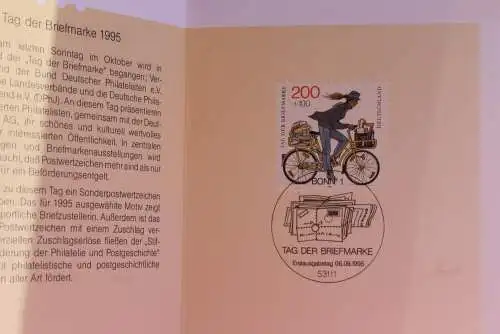 Ministerkarte zum Ausgabeanlaß:  "Tag der Briefmarke 1995", 6.Sept.1995; MiNr. 1814
