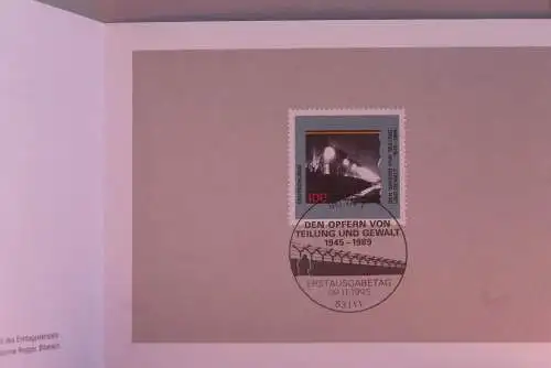 Ministerkarte zum Ausgabeanlaß:  "Den Opfern von Teilung und Gewalt", 9.11.1995; MiNr. 1830