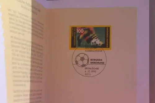 Ministerkarte zum Ausgabeanlaß:  "Deutscher Fußballmeister 1995", 6.12.1995; MiNr. 1833