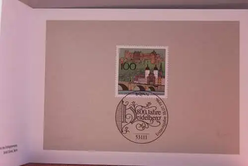 Ministerkarte zum Ausgabeanlaß:  "800 Jahre Heidelberg", 18.7.1996; MiNr. 1868