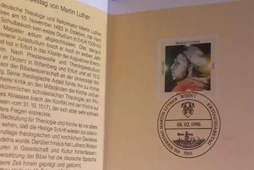 Ministerkarte zum Ausgabeanlaß: "Martin Luther", 8.2.1996; MiNr. 1841