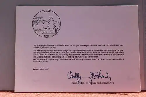 Ministerkarte zum Ausgabeanlaß: "Blockausgabe: Schutzgemeinschaft Deutscher Wald", 5.5.1997; MiNr. Block 38