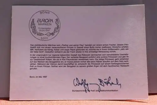 Ministerkarte zum Ausgabeanlaß: "EUROPA-Marken 1997", 5.5.1997; MiNr. 1915-16