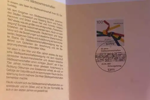 Ministerkarte zum Ausgabeanlaß: "50 Jahre Städtepartnerschaften", 5.5.1997; MiNr. 1917