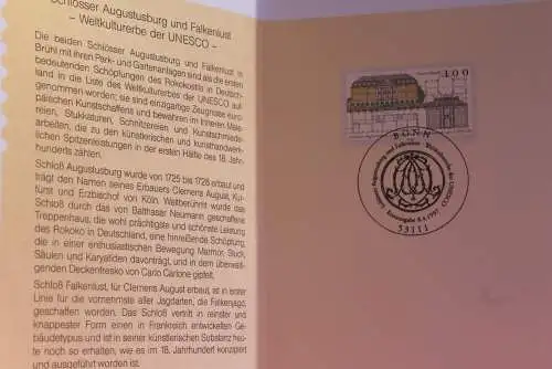 Ministerkarte zum Ausgabeanlaß: "UNESCO; Schlösser Augustusburg und Falkenlust", 8.4.1997; MiNr. 1913