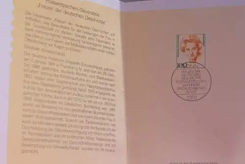 Ministerkarte zum Ausgabeanlaß: "Frauen der Deutschen Geschichte:Elisabeth Schwarzhaupt", 16.10.1997; MiNr. 1955