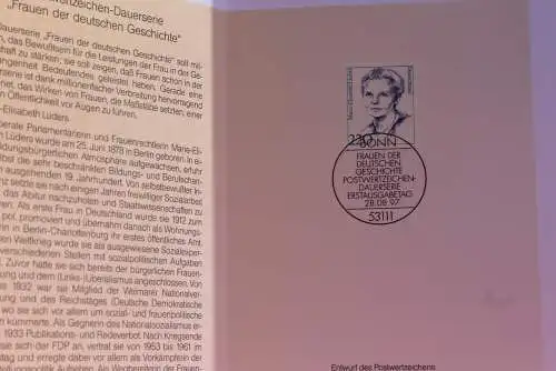 Ministerkarte zum Ausgabeanlaß: "Frauen der Deutschen Geschichte: Marie-Elisabeth Lüders";28.08.1997; MiNr. 1940