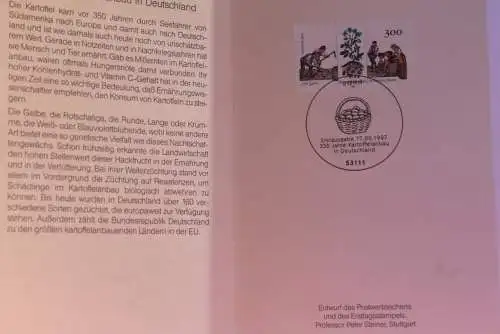 Ministerkarte zum Ausgabeanlaß: "Kartoffelanbau in Deutschland "; 17.09.1997; MiNr. 1946