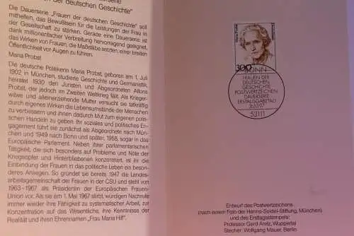 Ministerkarte zum Ausgabeanlaß: "Frauen der Deutschen Geschichte: Maria Probst ";16.10.1997; MiNr. 1956