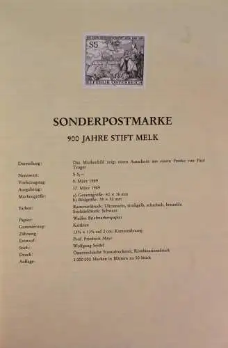 Schwarzdruck auf Schwarzdruckblatt Österreich 1989 zur Ausgabe: 900 Jahre Stift Melk