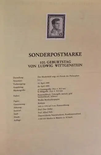 Schwarzdruck auf Schwarzdruckblatt Österreich 1989 zur Ausgabe: 100. Geburtstag Ludwig Wittgenstein