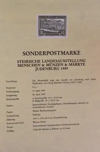Schwarzdruck auf Schwarzdruckblatt Österreich 1989 zur Ausgabe: Steirische Landesausstellung 1989 in Judenburg