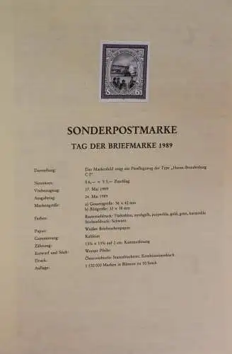 Schwarzdruck auf Schwarzdruckblatt Österreich 1989 zur Ausgabe: Tag der Briefmarke 1989