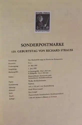 Schwarzdruck auf Schwarzdruckblatt Österreich 1989 zur Ausgabe: 125. Geburtstag Richard Strauss