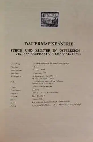 Schwarzdruck auf Schwarzdruckblatt Österreich 1989 zur Ausgabe: Stifte und Klöster in Österreich: Zisterzienserabtei