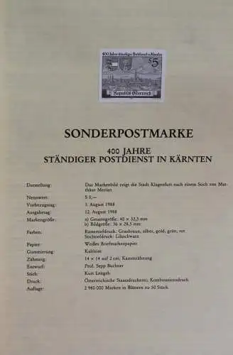 Schwarzdruck auf Schwarzdruckblatt Österreich 1988 zur Ausgabe: 400 Jahre Ständiger Postdienst in Kärnten