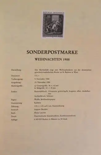 Schwarzdruck auf Schwarzdruckblatt Österreich 1988 zur Ausgabe: Weihnachten 1988 (Eckknick unten, links)