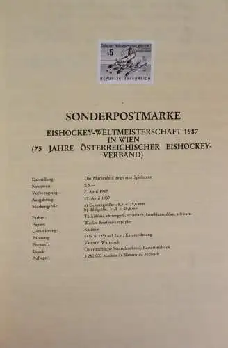 Schwarzdruck auf Schwarzdruckblatt Österreich 1987 zur Ausgabe: Eishockey-WM 1987 in Wien