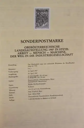 Schwarzdruck auf Schwarzdruckblatt Österreich 1987 zur Ausgabe: OÖ Landesausstellung :Arbeit-Mensch-Maschine Steyr 1987