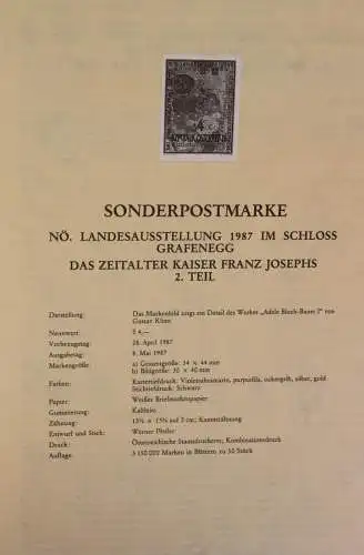 Schwarzdruck auf Schwarzdruckblatt Österreich 1987 zur Ausgabe: NÖ. Landesausstellung Schloss Grafenegg 1987