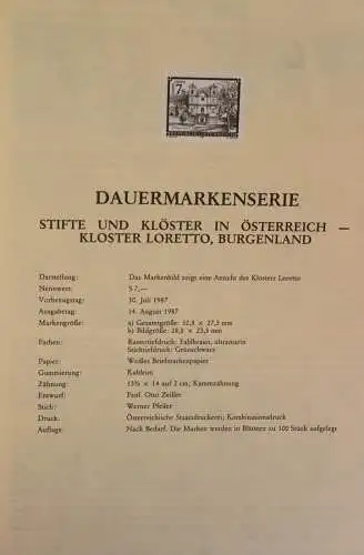 Schwarzdruck auf Schwarzdruckblatt Österreich 1987 zur Ausgabe: Stifte und Klöster in Österreich: Kloster Loretto