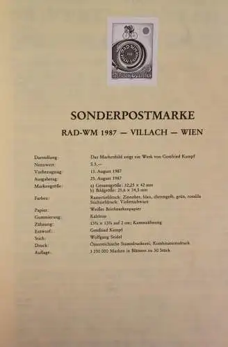 Schwarzdruck auf Schwarzdruckblatt Österreich 1987 zur Ausgabe: Rad-WM 1987 Villach - Wien