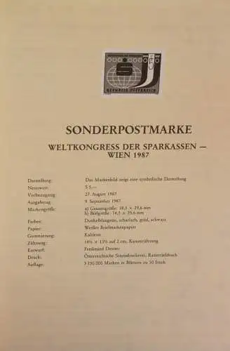 Schwarzdruck auf Schwarzdruckblatt Österreich 1987 zur Ausgabe: Weltkongress der Sparkassen; Blatt hat Randmängel