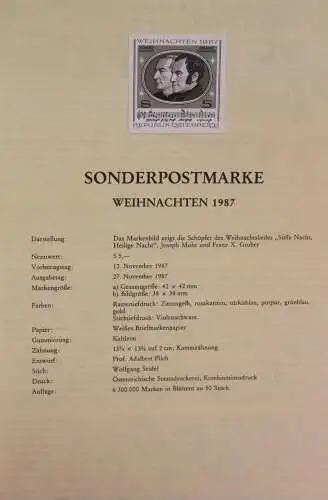 Schwarzdruck auf Schwarzdruckblatt Österreich 1987 zur Ausgabe: Weihnachten 1987