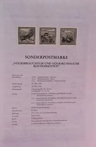 Schwarzdruck auf Schwarzdruckblatt Österreich 1994 zur Ausgabe: Volksbrauchtum und Kostbarkeiten