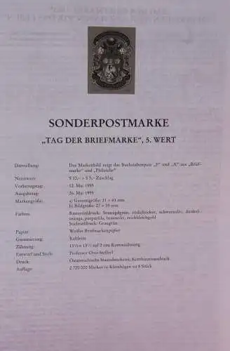 Schwarzdruck auf Schwarzdruckblatt Österreich 1995 zur Ausgabe: Tag der Briefmarke 1995