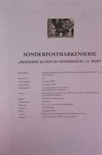 Schwarzdruck auf Schwarzdruckblatt Österreich 1995 zur Ausgabe: Moderne Kunst in Österreich: Adolf Frohner